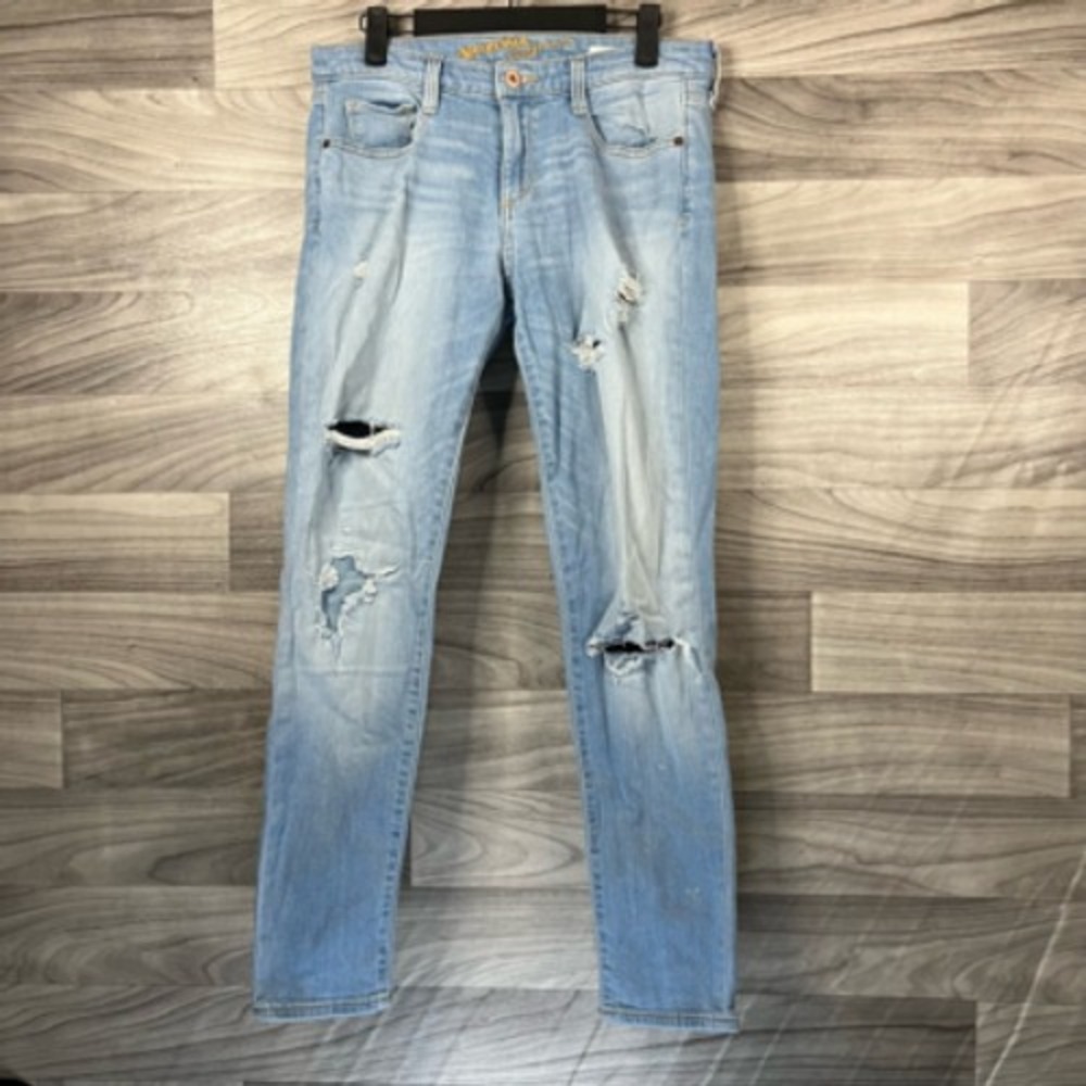 Arizona Jeans Co Womens Super Skinny Denim Blue Light Wash Distressed Stretch 0